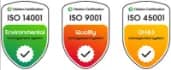 ISO 14001, ISO 9001 and ISO 45001 certifications