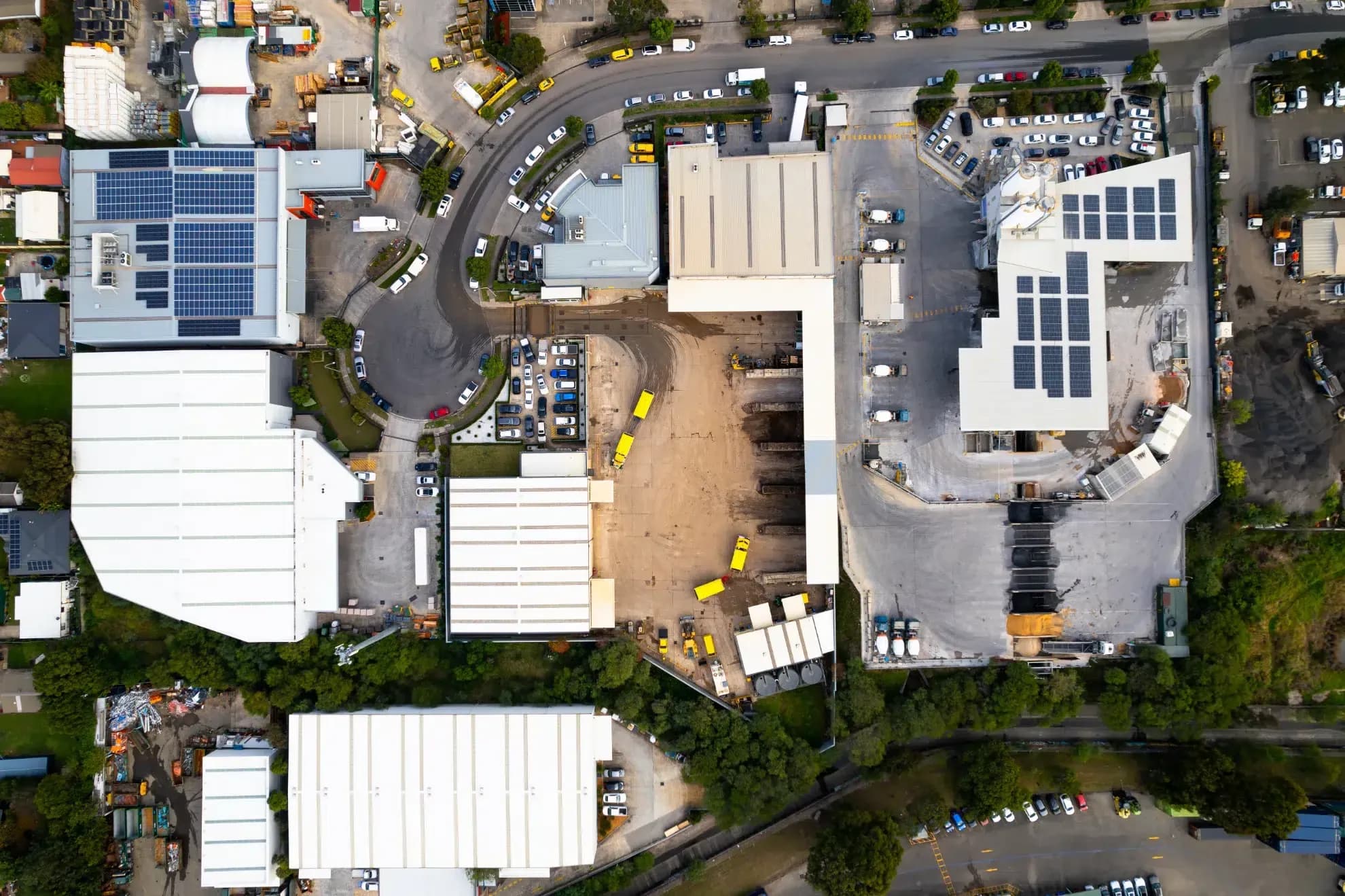 Aerial view of Aussie Industries yard