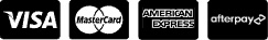 Visa, Mastercard, Amex Afterpay logos